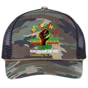 Juneteenth Believe Succeed Remembering The Past Affrican Retro Rope Trucker Hat Cap