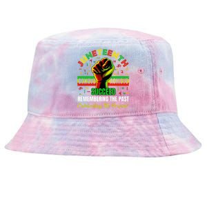 Juneteenth Believe Succeed Remembering The Past Affrican Tie-Dyed Bucket Hat