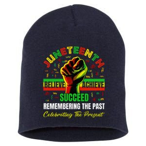 Juneteenth Believe Succeed Remembering The Past Affrican Short Acrylic Beanie