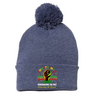 Juneteenth Believe Succeed Remembering The Past Affrican Pom Pom 12in Knit Beanie