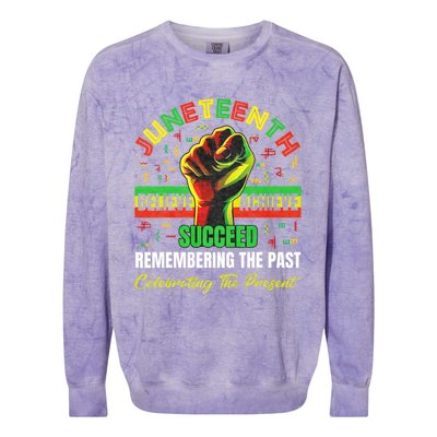 Juneteenth Believe Succeed Remembering The Past Affrican Colorblast Crewneck Sweatshirt