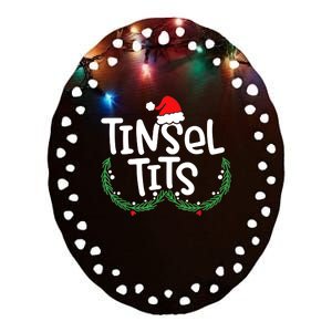 Jingle Balls Tinsel Tits Matching Couple Christmas Lovers Ceramic Oval Ornament