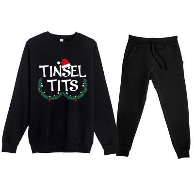 Jingle Balls Tinsel Tits Couples Christmas Matching Couple Gift Premium Crewneck Sweatsuit Set