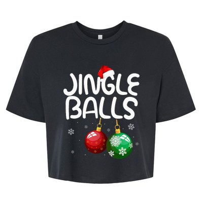 Jingle Balls Tinsel Tits Funny Christmas Couples Matching Bella+Canvas Jersey Crop Tee