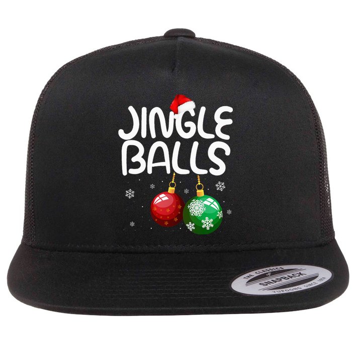 Jingle Balls Tinsel Tits Funny Christmas Couples Matching Flat Bill Trucker Hat