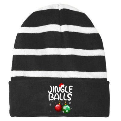 Jingle Balls Tinsel Tits Funny Christmas Couples Matching Striped Beanie with Solid Band