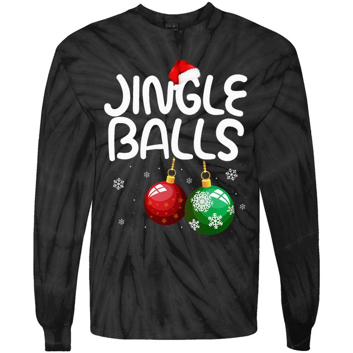 Jingle Balls Tinsel Tits Funny Christmas Couples Matching Tie-Dye Long Sleeve Shirt