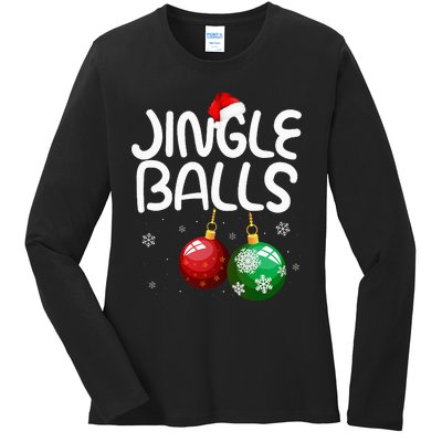 Jingle Balls Tinsel Tits Funny Christmas Couples Matching Ladies Long Sleeve Shirt