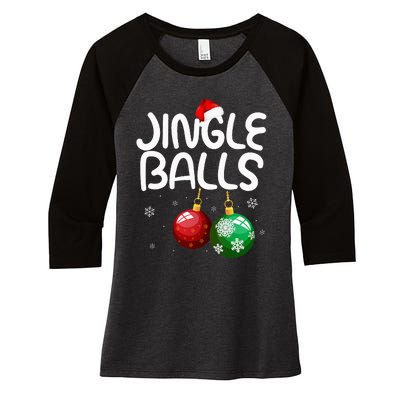 Jingle Balls Tinsel Tits Funny Christmas Couples Matching Women's Tri-Blend 3/4-Sleeve Raglan Shirt