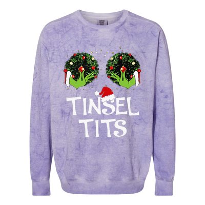 Jingle Balls Tinsel Tits Couples Christmas Matching Couple Colorblast Crewneck Sweatshirt