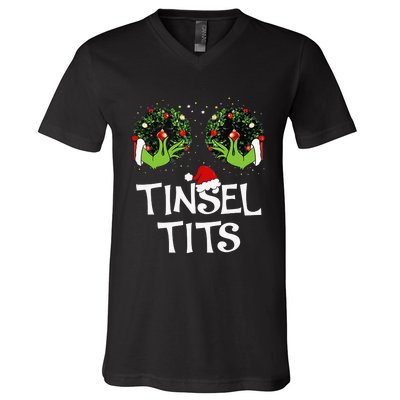 Jingle Balls Tinsel Tits Couples Christmas Matching Couple V-Neck T-Shirt