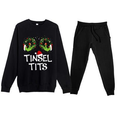 Jingle Balls Tinsel Tits Couples Christmas Matching Couple Premium Crewneck Sweatsuit Set