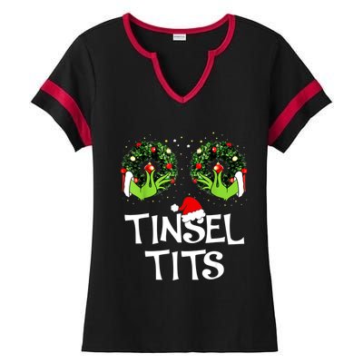 Jingle Balls Tinsel Tits Couples Christmas Matching Couple Ladies Halftime Notch Neck Tee