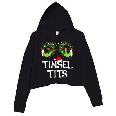 Jingle Balls Tinsel Tits Couples Christmas Matching Couple Crop Fleece Hoodie