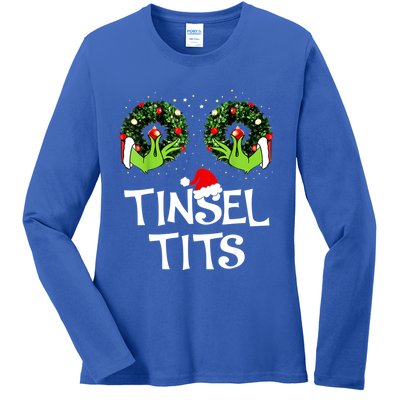 Jingle Balls Tinsel Tits Couples Christmas Matching Couple Ladies Long Sleeve Shirt