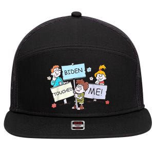 Joe Biden Touched Me Funny Biden 7 Panel Mesh Trucker Snapback Hat