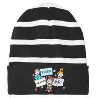 Joe Biden Touched Me Funny Biden Striped Beanie with Solid Band