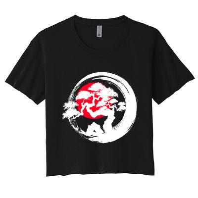 Japanese Bonsai Tree Paint Brush Stroke Crop Top