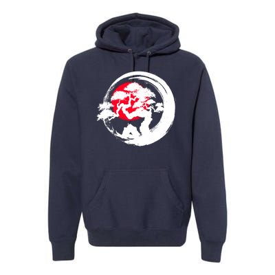 Japanese Bonsai Tree Paint Brush Stroke Premium Hoodie