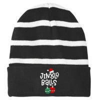 Jingle Balls Tinsel Tits Funny Matching Couple Chestnuts Striped Beanie with Solid Band