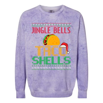 Jingle Bell Taco Shells Christmas Mexican Png Gift Colorblast Crewneck Sweatshirt