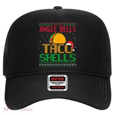 Jingle Bell Taco Shells Christmas Mexican Png Gift High Crown Mesh Back Trucker Hat