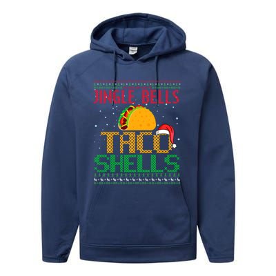 Jingle Bell Taco Shells Christmas Mexican Png Gift Performance Fleece Hoodie