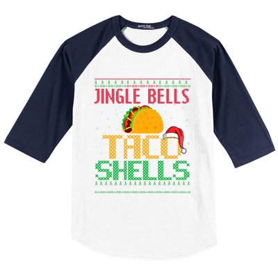 Jingle Bell Taco Shells Christmas Mexican Png Gift Baseball Sleeve Shirt