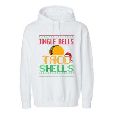 Jingle Bell Taco Shells Christmas Mexican Png Gift Garment-Dyed Fleece Hoodie