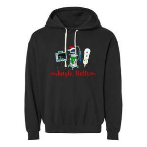 Jingle Bell Telemetry Nurse Christmas Crew Tele Tech Xmas Garment-Dyed Fleece Hoodie