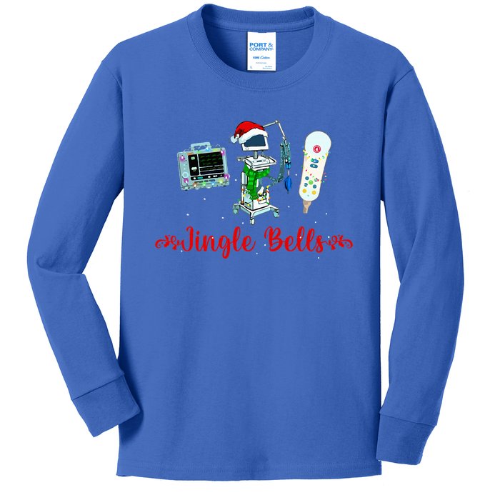 Jingle Bell Telemetry Nurse Christmas Crew Tele Tech Xmas Kids Long Sleeve Shirt