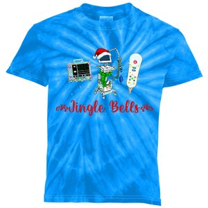 Jingle Bell Telemetry Nurse Christmas Crew Tele Tech Xmas Kids Tie-Dye T-Shirt