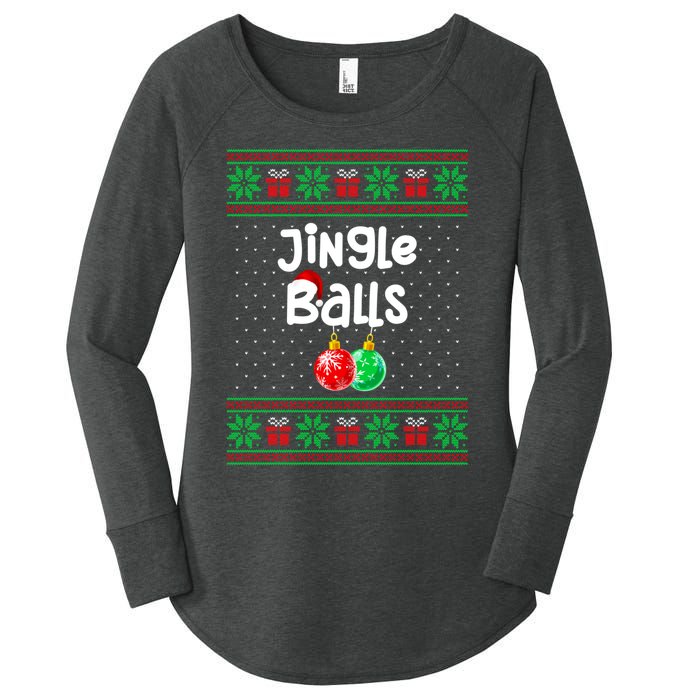 Jingle Balls Tinsel Tits Funny Matching Couple Ugly Christmas Sweater Women's Perfect Tri Tunic Long Sleeve Shirt