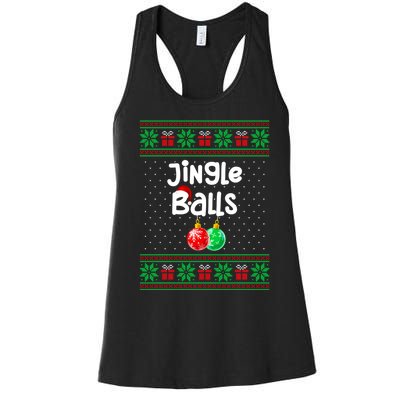 Jingle Balls Tinsel Tits Funny Matching Couple Ugly Christmas Sweater Women's Racerback Tank