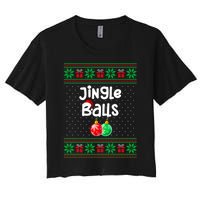 Jingle Balls Tinsel Tits Funny Matching Couple Ugly Christmas Sweater Women's Crop Top Tee