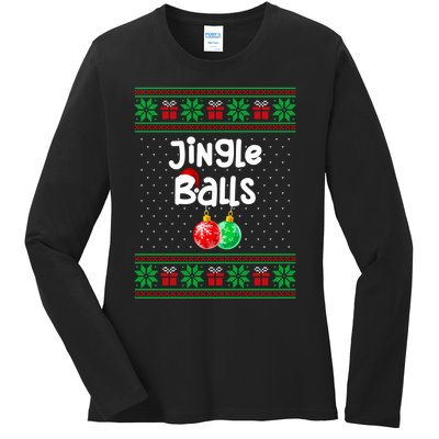 Jingle Balls Tinsel Tits Funny Matching Couple Ugly Christmas Sweater Ladies Long Sleeve Shirt