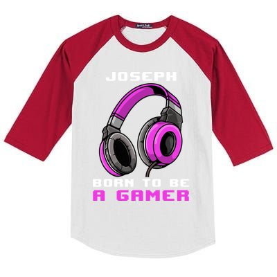 Joseph Born To Be A Gamer Personalized Cool Gift Kids Colorblock Raglan Jersey