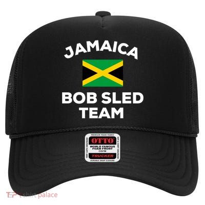 Jamaica Bobsled Team Jamaican Flag Gift High Crown Mesh Back Trucker Hat