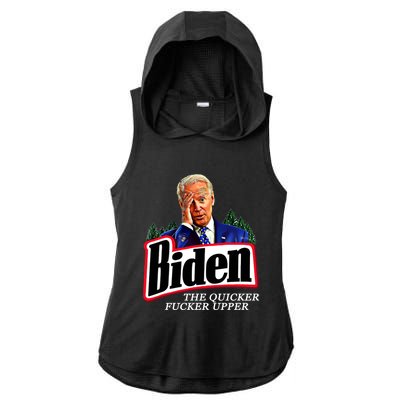 Joe Biden The Quicker Fucker Upper Ladies PosiCharge Tri-Blend Wicking Draft Hoodie Tank