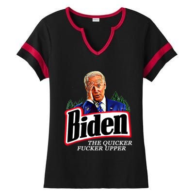 Joe Biden The Quicker Fucker Upper Ladies Halftime Notch Neck Tee