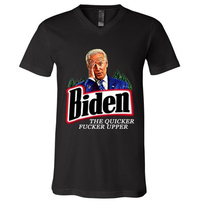 Joe Biden The Quicker Fucker Upper V-Neck T-Shirt