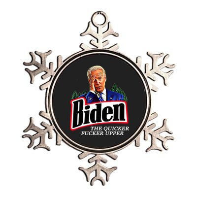 Joe Biden The Quicker Fucker Upper Metallic Star Ornament