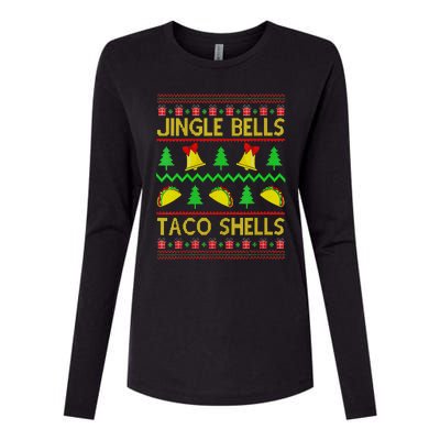 Jingle Bell Taco Shells Funny Christmas Mexican Womens Cotton Relaxed Long Sleeve T-Shirt