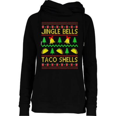 Jingle Bell Taco Shells Funny Christmas Mexican Womens Funnel Neck Pullover Hood