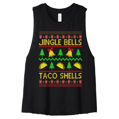 Jingle Bell Taco Shells Funny Christmas Mexican Women's Racerback Cropped Tank