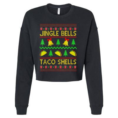 Jingle Bell Taco Shells Funny Christmas Mexican Cropped Pullover Crew