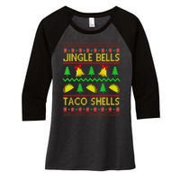 Jingle Bell Taco Shells Funny Christmas Mexican Women's Tri-Blend 3/4-Sleeve Raglan Shirt