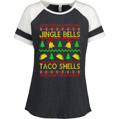 Jingle Bell Taco Shells Funny Christmas Mexican Enza Ladies Jersey Colorblock Tee