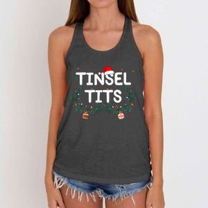 Jingle Balls Tinsel Tits Funny Matching Couple Chestnuts Women's Knotted Racerback Tank