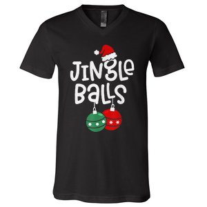 Jingle Balls Tinsel Tits Matching Chestnuts Christmas Couple V-Neck T-Shirt